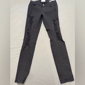Frame Denim Le Skinny De Jeanne Black Distressed Jeans